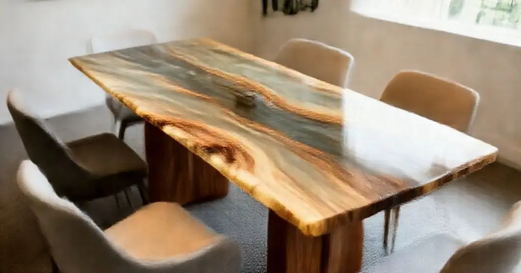 Decoracao com mesa de resina